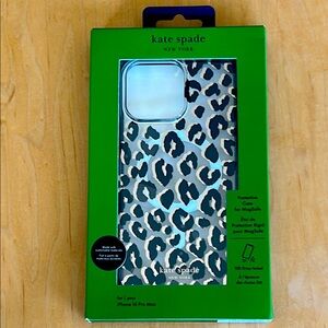 Kate Spade iPhone 14 Pro Max Leopard Print Phone Case Black, Gold, Clear NIB NWT